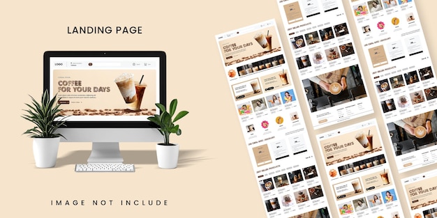 Design der Landingpage eines Cafés
