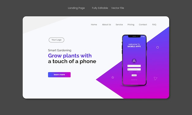 Vektor design der landingpage für mobile apps