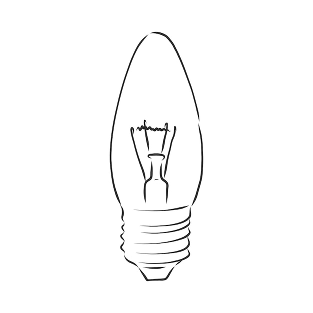 Vektor design der lichtlinienvektorzeichnung, glühbirnenvektorskizzenillustration