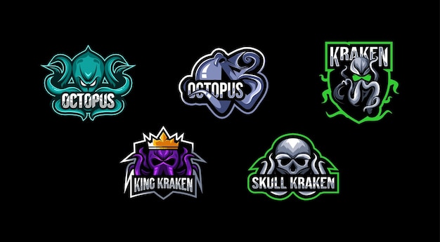 Design der maskottchenkollektion des octopus-logos