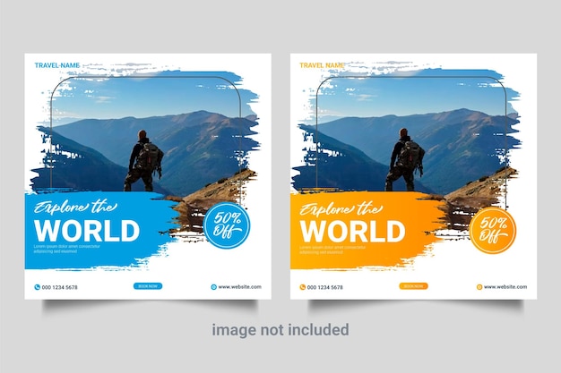 Design der quadratischen Schablone des Reisetourposten-Banners