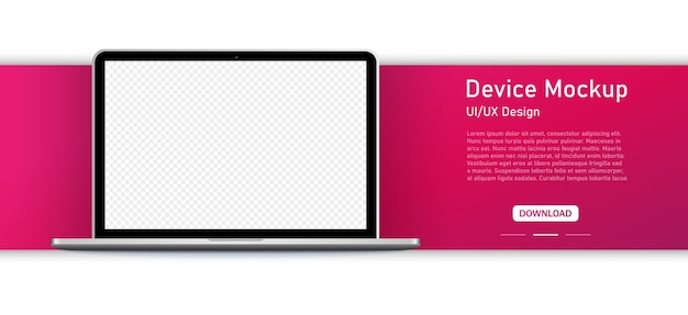 Design der schnittstelle ui und ux. realistischer grauer laptop isoliert auf weißem hintergrund. leeres bildschirmlayout.