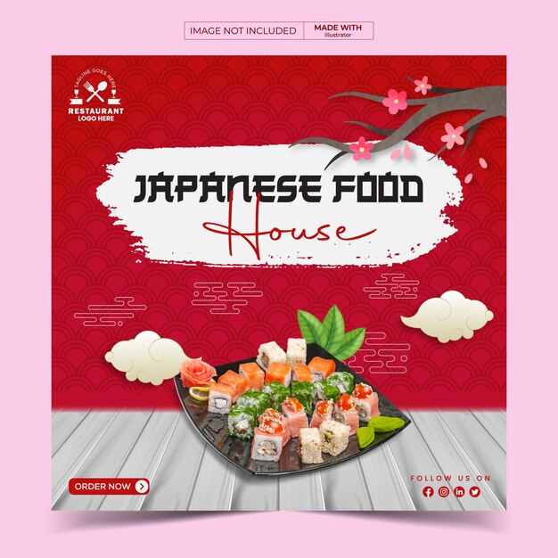 Design der Social-Media-Beitragsvorlage für japanisches Essen