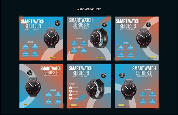 Vektor design der social-media-beitragsvorlage für smartwatches
