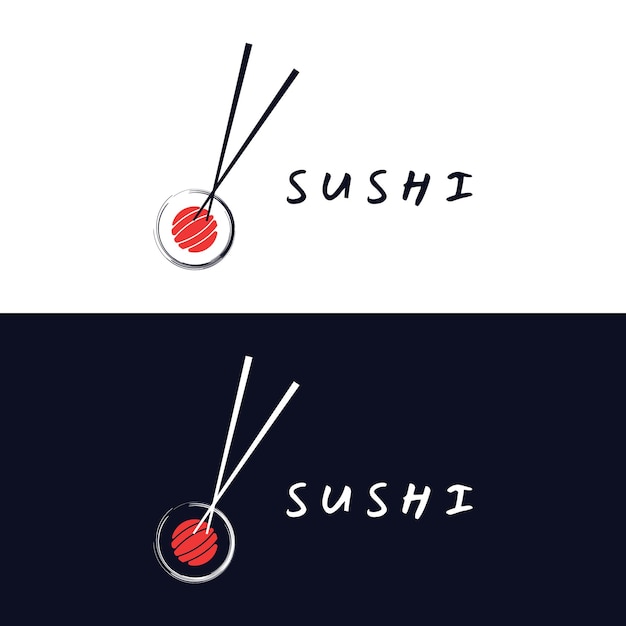 Design der sushi-logo-vorlagemeeresfrüchte oder traditionelle japanische küche mit köstlichem lachs-essenlogo für japanischen restaurant-bar-sushi-shop