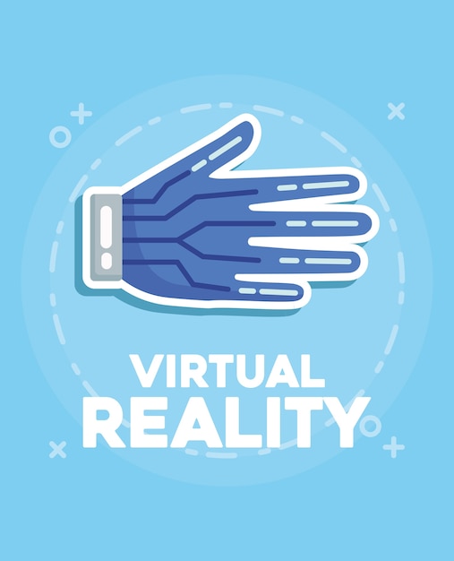 Design der virtuellen realität mit verdrahteter handschuhikone