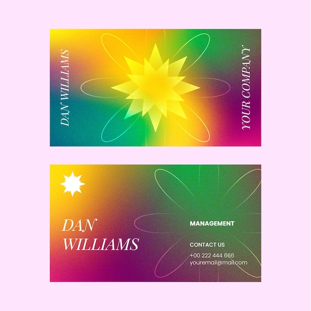 Design der visitenkartenvorlage mit farbverlauf und hohem kontrast
