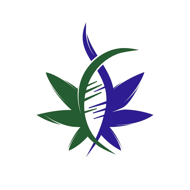 Design des Cannabis- und DNA-Vektorlogos Cannabis-Biotech-DNA-Logo