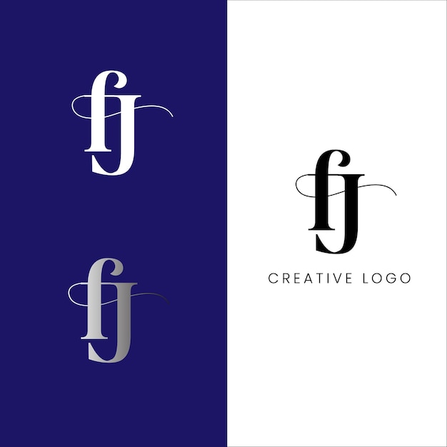 Design des Logos mit dem Anfangsbuchstaben fj