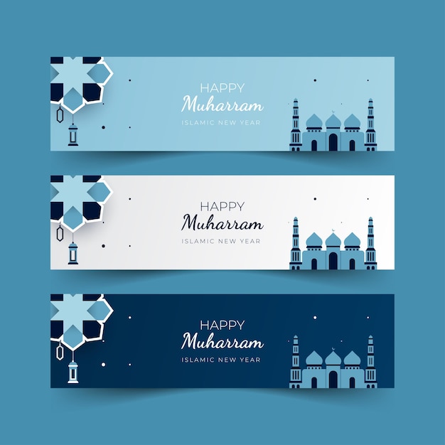 Design des muharram-feierbanners für das islamische neujahr