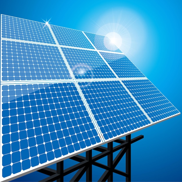 Design des neuen Energiekonzepts. Vektorgrafik Solarpanel.