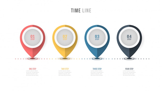 Design des Timeline-Infografik-Etiketts mit Nummernoptionen.