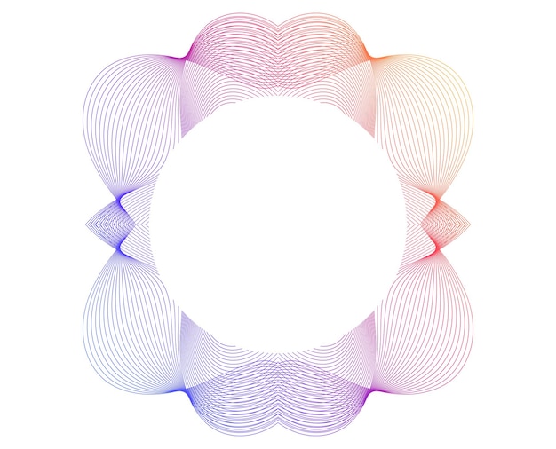 Design Element Wave Lines Guilloche curve line Background circle for Pattern branding Frame border fluid gradient protective document layers Simbol object Tech data