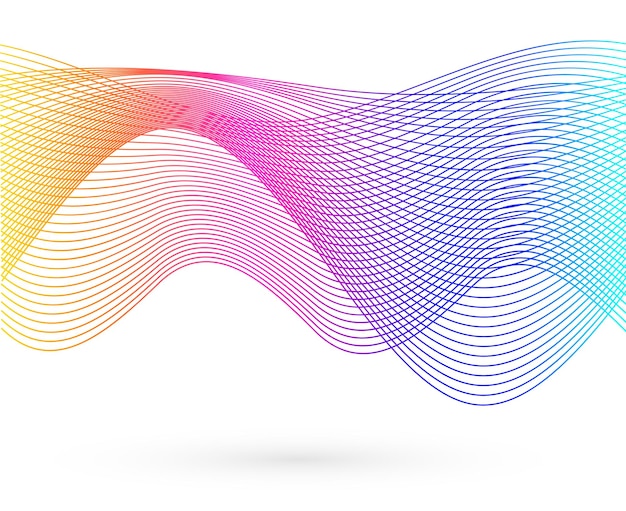 Design-Elemente Welle aus vielen glitzernden Linien Abstrakte leuchtende Wellenstreifen auf weißem Hintergrund isoliert Kreative Strichzeichnungen Vektorillustration EPS 10 Bunte Wellen mit Linien, die mit Blend erstellt wurden