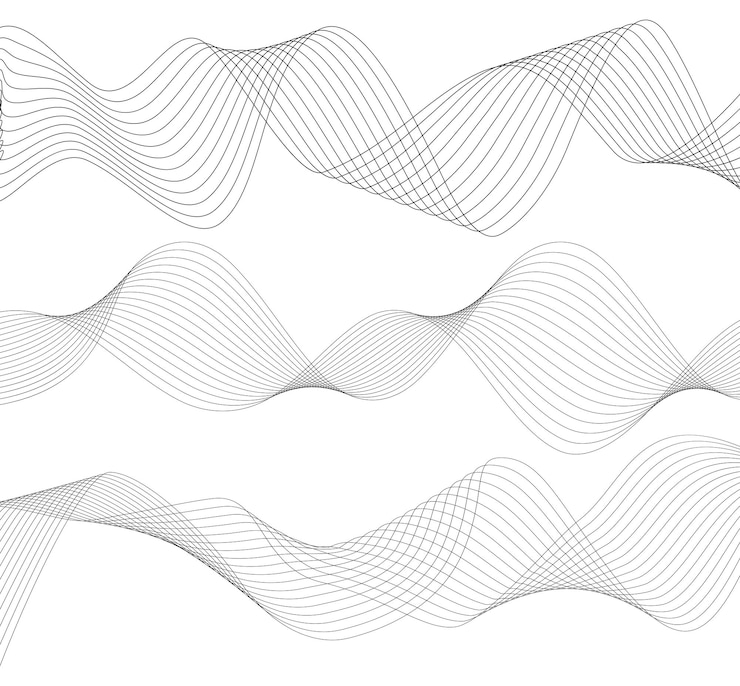 Vektor design-elemente welle aus vielen grauen linien abstrakte wellenförmige streifen auf weißem hintergrund isoliert