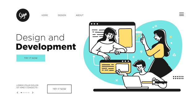 Design Entwickeln und Programmieren von Technologien Konzept Webseitenvorlage