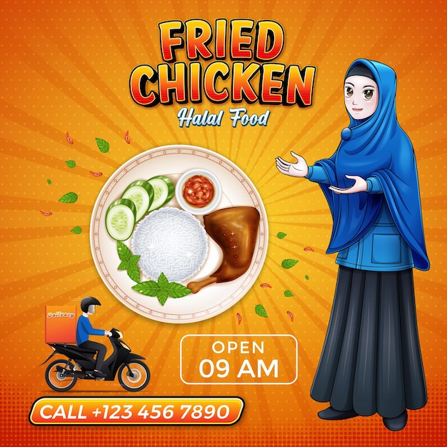 Design: fried chicken halal food post