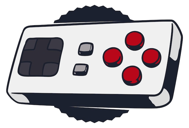 Vektor design im flachen stil mit klassischem videospiel-controller mit dpad und tasten über einer dunklen taste