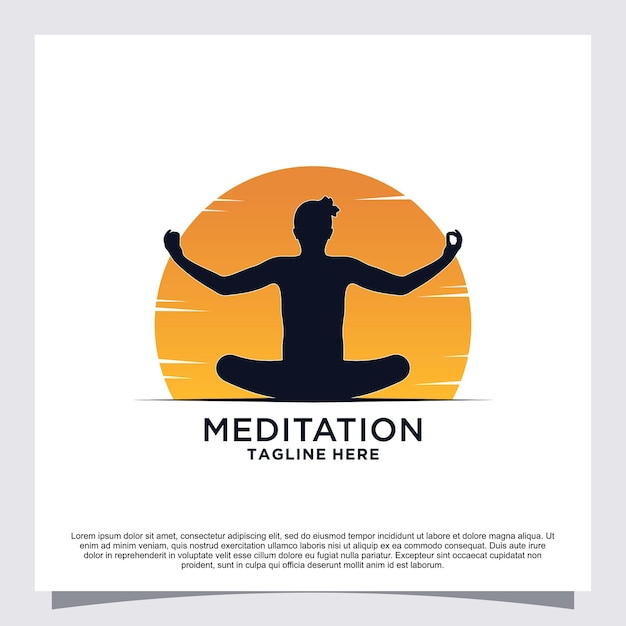 Design-konzept des meditationsyoga-logos premium-vektor