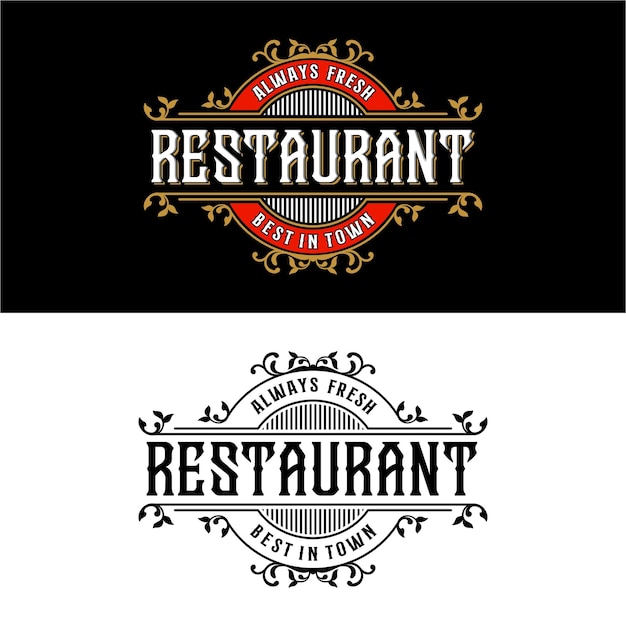 Vektor design-logo im vintage-stil des restaurants