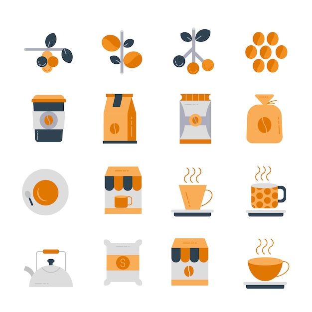 Design-logoillustration der kaffeeikone gesetzte