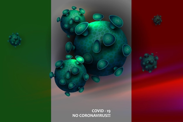 Design mit italienischen Flaggensilhouetten und Coronavirus-Elementen