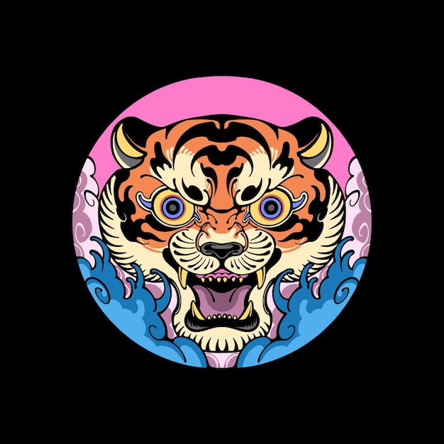 Design tiger japanische welle vektorgrafiken