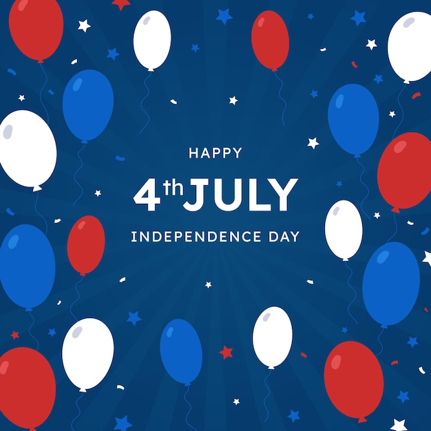 Design-Unabhängigkeitstag der Vereinigten Staaten von Amerika Hintergrund von Luftballons und Sternen am 4. Juli