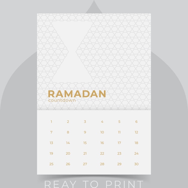 Design von A4-Durchzählungsblatt für den Monat Ramadan