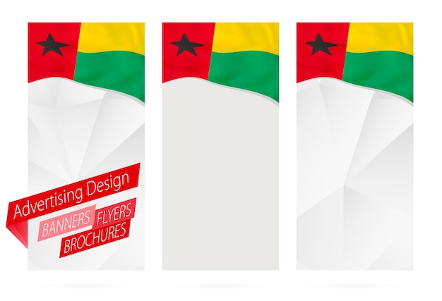 Design von bannern, flyern, broschüren mit flagge von guinea-bissau