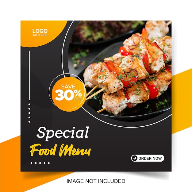 Design von Bannervorlagen für Speisekarten und Restaurants in den sozialen Medien