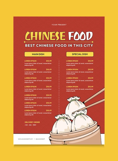 Design von chinesischen speisekarten für werbeplakate