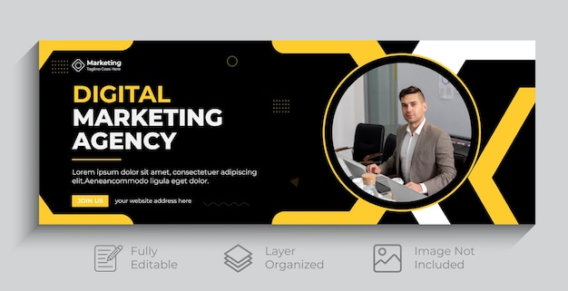 Design von Facebook-Cover- oder Agenturvorlagen für digitales Marketing