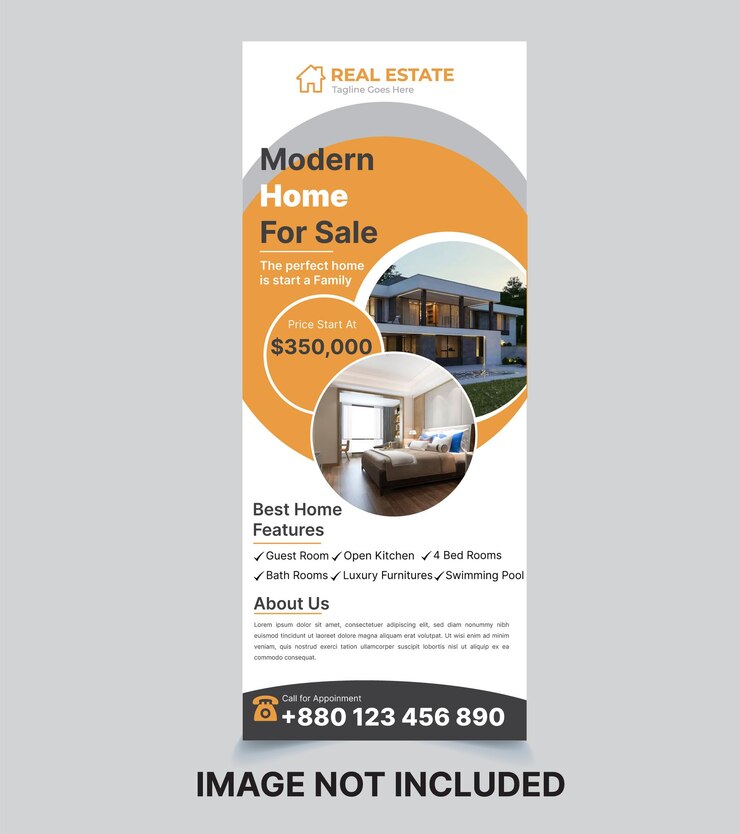 Vektor design von immobilien-flyer oder roll-up-banner
