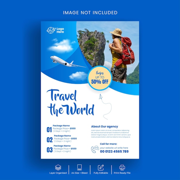 Design von Reisetourismus-Flyern oder Poster-Vorlagen