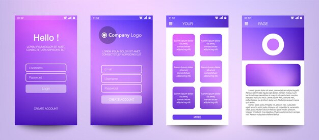 Design von set mobile application, ui, ux.