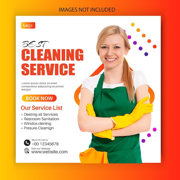 Design von Social-Media-Beiträgen oder Web-Banner-Vorlagen für Reinigungsdienste