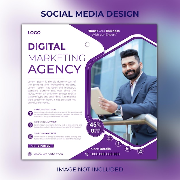 Vektor design von social media- und instagram-postvorlagen für digitale marketingagenturen premium-vektor