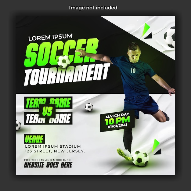 Design von Vorlagen für Social-Media-Posts zur Werbung für Fußballturniere