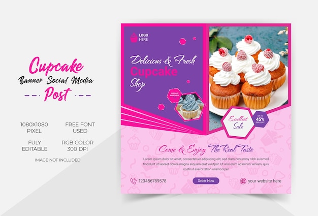 Design-vorlage für cupcake-social-media-banner