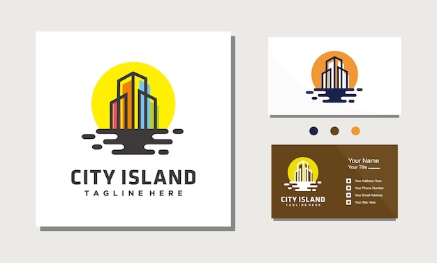 Design-vorlage für das logo der strandstadtgebäudearchitektur isoliert auf weißem hintergrund