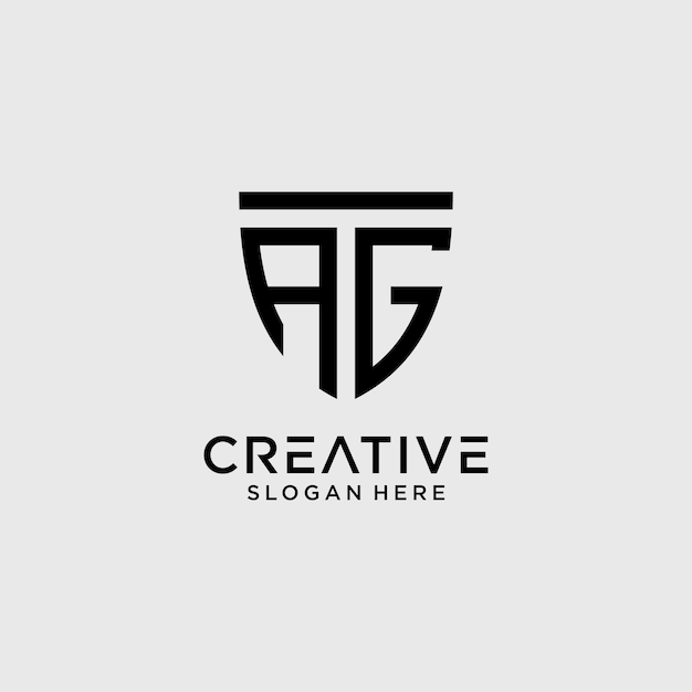 Design-vorlage für das logo des kreativen ag-buchstabens mit schildform-symbol
