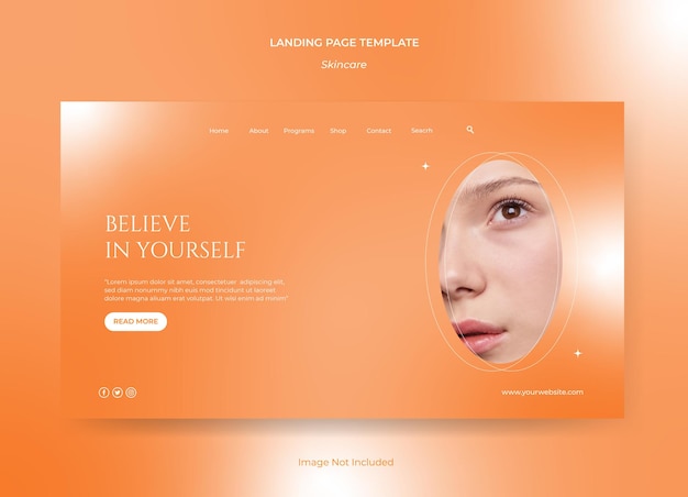 Design-vorlage für die landing-page mit farbverlauf für die hautpflege