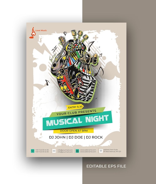 Design-Vorlage für Musik-Flyer, Poster, Broschüren, Social-Media-Post-Promotion