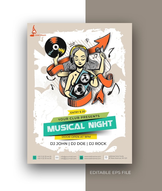 Design-Vorlage für Musik-Flyer, Poster, Broschüren, Social-Media-Post-Promotion
