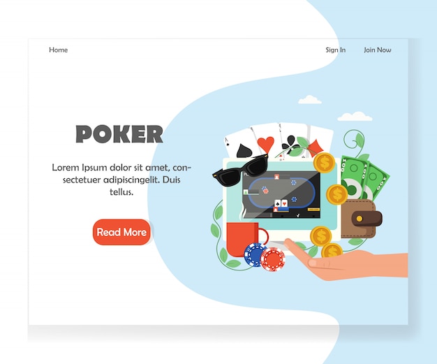 Design-Vorlage für Online-Poker-Website-Landingpage