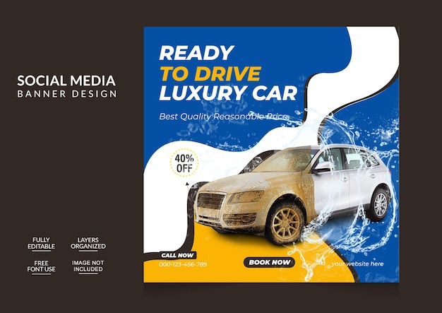 Design-vorlage für social-media-post-banner für super-autowaschanlagen