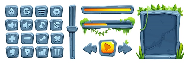 Designelemente des Spiels Jungle Stone
