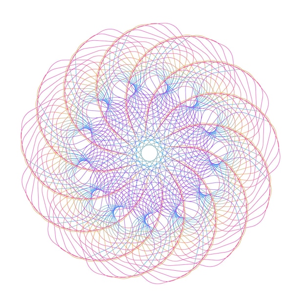 Designelemente Welle aus vielen violetten Linien, Kreisring Abstrakte vertikale Wellenstreifen auf weißem Hintergrund isoliert Vektorillustration EPS 10 Bunte Wellen mit Linien, die mit dem Blend Tool erstellt wurden