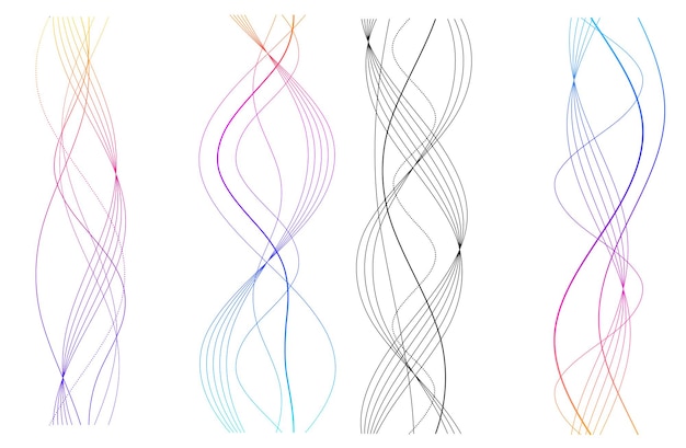 Vektor designelemente welle von vielen lila gestrichelten linien abstrakte wellige streifen auf weißem hintergrund isoliert vektorillustration eps 10 farbige wellen mit linien, die mit dem blend tool erstellt wurden